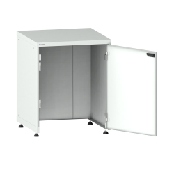 LISTA - Armoire à portes battantes carrossable 36x36E (LxPxH) 717x725x895-940mm à droite, sans fond avec kit de pieds de mise à niveau pour caches (4 x pieds, 45-90mm) Gris clair RAL 7035