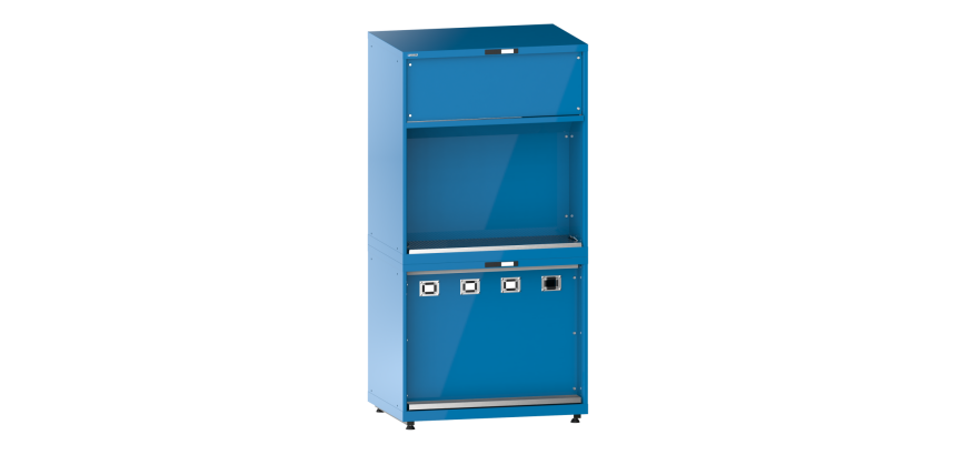 Tour d’alimentation en fluides Lista 54 x 36 E - 8 accès pour flexibles H 204,5/209  x L 102,3 x P 72,5 cm
