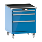 LISTA - Armoire à tiroirs mobile 36x36E (LxPxH) 717x725x890mm 3 tiroirs (1x100/1x200/1x300) 200kg roues en caoutchouc Ø100mm KEY Lock Bleu clair RAL 5012
