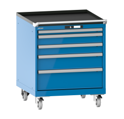 Armoire à tiroirs Lista 36 x 36E  H 89 x L 71,7 x P 72,5 cm 5 tiroirs, roues Ø 10 cm Key Lock