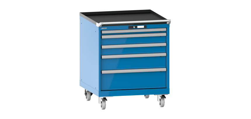 Armoire à tiroirs Lista 36 x 36E  H 89 x L 71,7 x P 72,5 cm 5 tiroirs, roues Ø 10 cm Key Lock