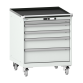 LISTA - Armoire à tiroirs mobile 36x36E (LxPxH) 717x725x890mm 5 tiroirs (1x50/2x100/1x150/1x200) 75kg roues en caoutchouc Ø100mm KEY Lock Gris clair RAL 7035