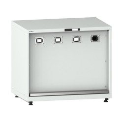LISTA - Armoire d’alimentation 54x36E (LxPxH) 1023x725x895-940mm 4 x accès pour flexibles/1 x bac de rétention avec kit de pieds de mise à niveau pour caches (4 x pieds, 45-90mm) et set de montage Gris clair RAL 7035