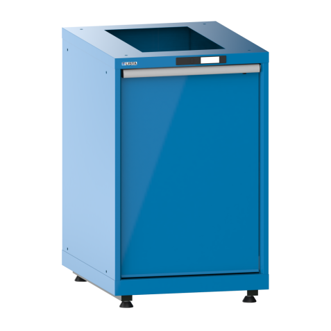 LISTA - Armoire de gestion des déchets 18x36E (LxPxH) 411x725x895-940mm 1 x 60l avec kit de pieds de mise à niveau pour caches (4 x pieds, 45-90mm) Bleu clair RAL 5012