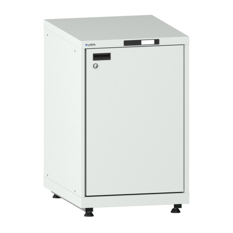 LISTA - Armoire à portes battantes 18x36E (LxPxH) 411x725x895-940mm à droite, 1 rayon extensible avec kit de pieds de mise à niveau pour caches (4 x pieds, 45-90mm) Gris clair RAL 7035