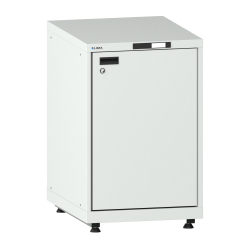 LISTA - Armoire à portes battantes 27x36E (LxPxH) 564x725x895-940mm à droite, 1 rayon extensible avec kit de pieds de mise à niveau pour caches (4 x pieds, 45-90mm) Gris clair RAL 7035