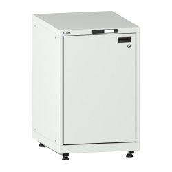 LISTA - Armoire à portes battantes 27x36E (LxPxH) 564x725x895-940mm à gauche, 1 rayon extensible avec kit de pieds de mise à niveau pour caches (4 x pieds, 45-90mm) Gris clair RAL 7035