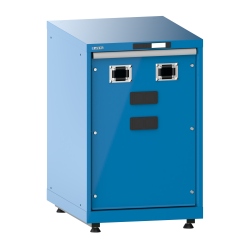 LISTA - Armoire d’alimentation Compact 27x36E (LxPxH) 564x725x895-940mm 2 x accès pour flexibles/2 x plaque d'obturation avec kit de pieds de mise à niveau pour caches (4 x pieds, 45-90mm) et set de montage Bleu clair RAL 5012