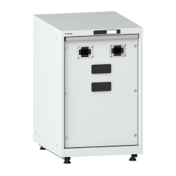 LISTA - Armoire d’alimentation Compact 27x36E (LxPxH) 564x725x895-940mm 2 x accès pour flexibles/2 x plaque d'obturation avec kit de pieds de mise à niveau pour caches (4 x pieds, 45-90mm) et set de montage Gris clair RAL 7035