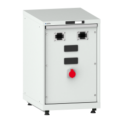 LISTA - Armoire d’alimentation Compact 27x36E (LxPxH) 564x725x895-940mm 2 x accès pour flexibles/2 x plaque d'obturation/1 x prise 400V avec kit de pieds de mise à niveau pour caches (4 x pieds, 45-90mm) et set de montage Gris clair RAL 7035