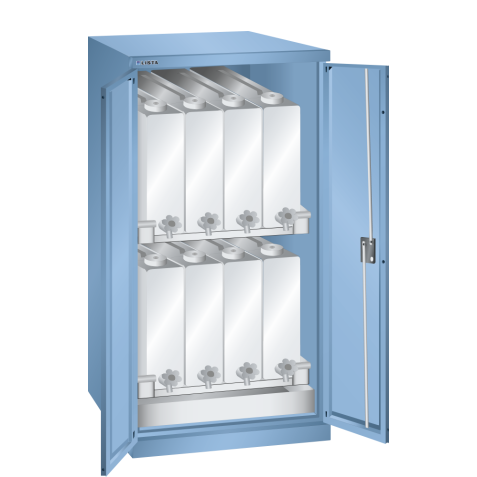 LISTA - Armoire à liquides (LxPxH) 717x753x1450mm 8 bidon 25l KEY Lock Bleu clair RAL 5012