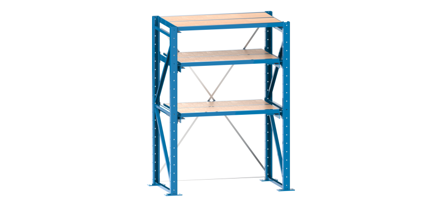 Rayonnage extensible à charges lourdes - 1 étagère fixe, 2 étagères extensibles