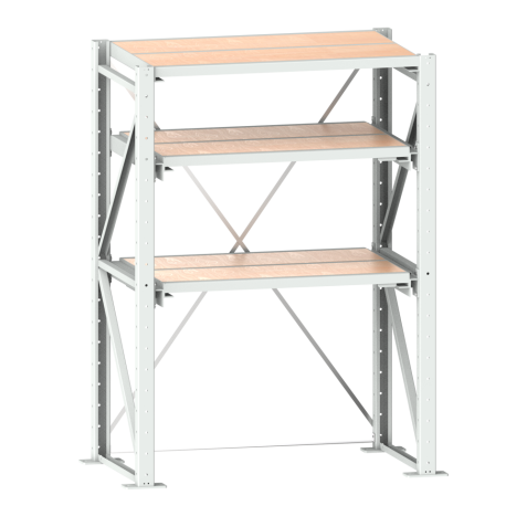 LISTA - Rayonnage extensible à charges lourdes unité de base (LxPxH) 890x860x2000mm 1 cadre fixe, 2 cadres extensibles (1000kg) Gris clair RAL 7035