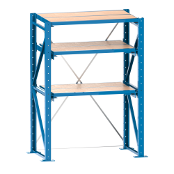 LISTA - Rayonnage extensible à charges lourdes unité de base (LxPxH) 1290x1260x2000mm 1 cadre fixe, 2 cadres extensibles (800kg) Bleu clair RAL 5012