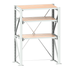 Rayonnage extensible à charges lourdes - 1 étagère fixe, 2 étagères extensibles