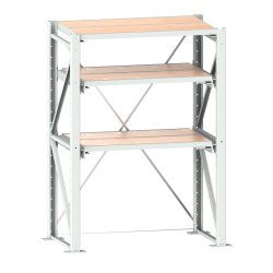 LISTA - Rayonnage extensible à charges lourdes unité de base (LxPxH) 1290x1260x2000mm 1 cadre fixe, 2 cadres extensibles (800kg) Gris clair RAL 7035