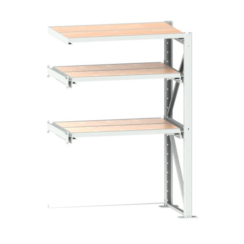 LISTA - Rayonnage extensible à charges lourdes unité annexe (LxPxH) 1290x860x2000mm 1 cadre fixe, 2 cadres extensibles (1000kg) Gris clair RAL 7035
