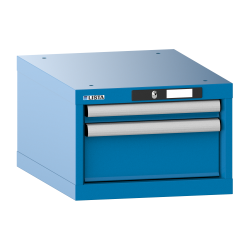 LISTA - Armoire à tiroirs 18x27E (LxPxH) 411x572x283mm 2 tiroirs (1x50/1x150) 75kg KEY Lock Bleu clair RAL 5012
