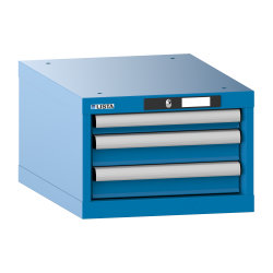 LISTA - Armoire à tiroirs 18x27E (LxPxH) 411x572x283mm 3 tiroirs (1x50/2x75) 75kg KEY Lock Bleu clair RAL 5012