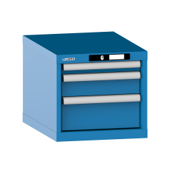 LISTA - Armoire à tiroirs 18x27E (LxPxH) 411x572x383mm 3 tiroirs (1x50/1x100/1x150) 75kg KEY Lock Bleu clair RAL 5012