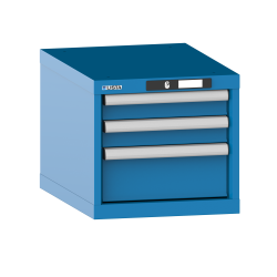 LISTA - Armoire à tiroirs 18x27E (LxPxH) 411x572x383mm 3 tiroirs (2x75/1x150) 75kg KEY Lock Bleu clair RAL 5012