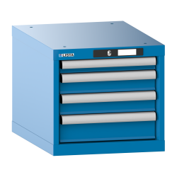 LISTA - Armoire à tiroirs 18x27E (LxPxH) 411x572x383mm 4 tiroirs (1x50/2x75/1x100) 75kg KEY Lock Bleu clair RAL 5012