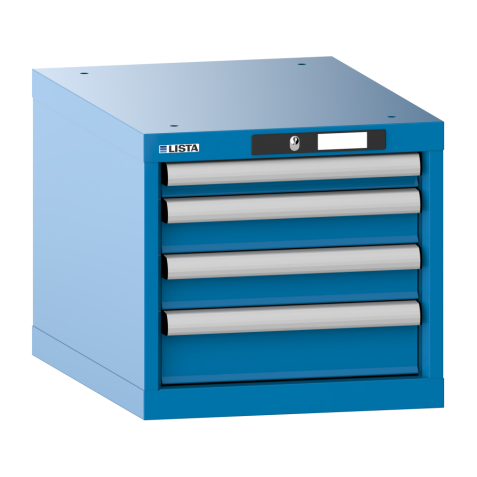 LISTA - Armoire à tiroirs 18x27E (LxPxH) 411x572x383mm 4 tiroirs (1x50/2x75/1x100) 75kg KEY Lock Bleu clair RAL 5012