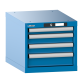 LISTA - Armoire à tiroirs 18x27E (LxPxH) 411x572x383mm 4 tiroirs (1x50/2x75/1x100) 75kg KEY Lock Bleu clair RAL 5012