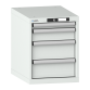 LISTA - Armoire à tiroirs 18x27E (LxPxH) 411x572x533mm 4 tiroirs (1x50/1x100/2x150) 75kg KEY Lock Gris clair RAL 7035