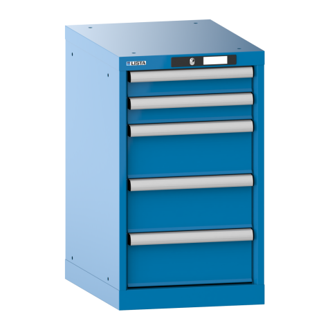 LISTA - Armoire à tiroirs 18x27E (LxPxH) 411x572x700mm 5 tiroirs (2x75/3x150) 75kg KEY Lock Bleu clair RAL 5012
