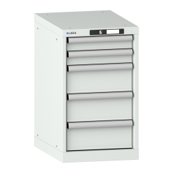 LISTA - Armoire à tiroirs 18x27E (LxPxH) 411x572x700mm 5 tiroirs (2x75/3x150) 75kg KEY Lock Gris clair RAL 7035