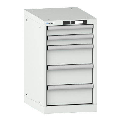 LISTA - Armoire à tiroirs 18x27E (LxPxH) 411x572x700mm 5 tiroirs (2x75/3x150) 75kg KEY Lock Gris clair RAL 7035