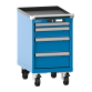 LISTA - Armoire à tiroirs mobile 18x27E (LxPxH) 411x572x723mm 4 tiroirs (1x50/1x100/2x150) 75kg roues en nylon  Ø100mm KEY Lock Bleu clair RAL 5012