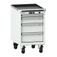LISTA - Armoire à tiroirs mobile 18x27E (LxPxH) 411x572x723mm 4 tiroirs (1x50/1x100/2x150) 75kg roues en nylon  Ø100mm KEY Lock Gris clair RAL 7035