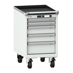 LISTA - Armoire à tiroirs mobile 18x27E (LxPxH) 411x572x723mm 5 tiroirs (2x50/2x100/1x150) 75kg roues en nylon  Ø100mm KEY Lock Gris clair RAL 7035