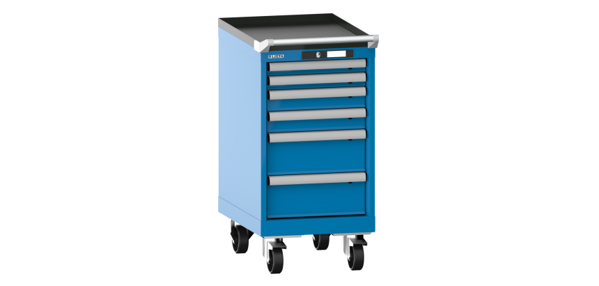 Armoire à tiroirs Lista 18 x 27E  H 84 x L 41,1 x P 57,2 cm 6 tiroirs, roues Ø 10 cm Key Lock