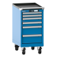 LISTA - Armoire à tiroirs mobile 18x27E (LxPxH) 411x572x840mm 6 tiroirs (2x50/2x75/2x150) 75kg roues en nylon  Ø100mm KEY Lock Bleu clair RAL 5012