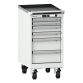 LISTA - Armoire à tiroirs mobile 18x27E (LxPxH) 411x572x840mm 6 tiroirs (2x50/2x75/2x150) 75kg roues en nylon  Ø100mm KEY Lock Gris clair RAL 7035