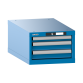 LISTA - Armoire à tiroirs 18x36E (LxPxH) 411x725x283mm 3 tiroirs (1x50/2x75) 75kg KEY Lock Bleu clair RAL 5012