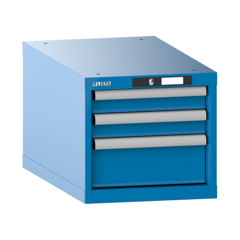 LISTA - Armoire à tiroirs 18x36E (LxPxH) 411x725x383mm 3 tiroirs (2x75/1x150) 75kg KEY Lock Bleu clair RAL 5012
