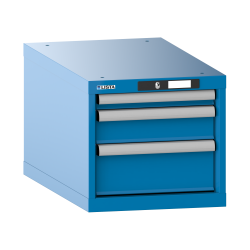 LISTA - Armoire à tiroirs 18x36E (LxPxH) 411x725x383mm 3 tiroirs (1x50/1x100/1x150) 75kg KEY Lock Bleu clair RAL 5012