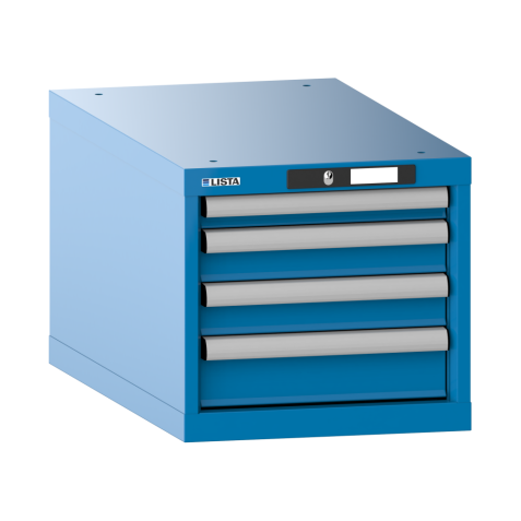 LISTA - Armoire à tiroirs 18x36E (LxPxH) 411x725x383mm 4 tiroirs (1x50/2x75/1x100) 75kg KEY Lock Bleu clair RAL 5012