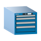LISTA - Armoire à tiroirs 18x36E (LxPxH) 411x725x383mm 4 tiroirs (1x50/2x75/1x100) 75kg KEY Lock Bleu clair RAL 5012