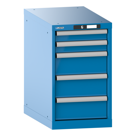 LISTA - Armoire à tiroirs 18x36E (LxPxH) 411x725x700mm 5 tiroirs (2x75/3x150) 75kg KEY Lock Bleu clair RAL 5012