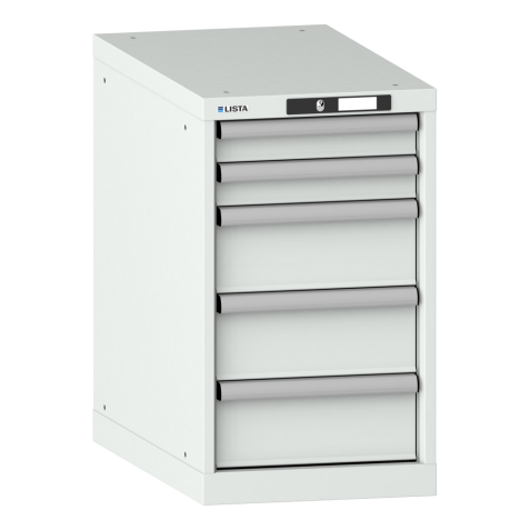 LISTA - Armoire à tiroirs 18x36E (LxPxH) 411x725x700mm 5 tiroirs (2x75/3x150) 75kg KEY Lock Gris clair RAL 7035