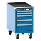 LISTA - Armoire à tiroirs mobile 18x36E (LxPxH) 411x725x723mm 5 tiroirs (2x50/2x100/1x150) 75kg roues en nylon  Ø100mm KEY Lock Bleu clair RAL 5012
