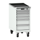 LISTA - Armoire à tiroirs mobile 18x36E (LxPxH) 411x725x840mm 6 tiroirs (2x50/2x75/2x150) 75kg roues en nylon  Ø100mm KEY Lock Gris clair RAL 7035