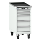 LISTA - Armoire à tiroirs mobile 18x36E (LxPxH) 411x725x890mm 5 tiroirs (2x75/3x150) 75kg roues en nylon  Ø100mm KEY Lock Gris clair RAL 7035