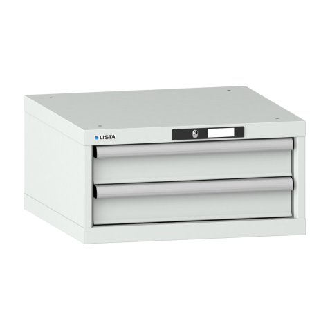 LISTA - Armoire à tiroirs 27x27E (LxPxH) 564x572x283mm 2 tiroirs (2x100) 75kg KEY Lock Gris clair RAL 7035