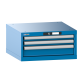 LISTA - Armoire à tiroirs 27x27E (LxPxH) 564x572x283mm 3 tiroirs (2x50/1x100) 75kg KEY Lock Bleu clair RAL 5012